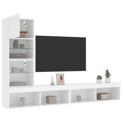 vidaXL Muebles de TV de pared con LED 4 pzas madera ingeniería blanco