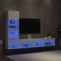 vidaXL Muebles de TV de pared con LED 4 pzas madera ingeniería blanco