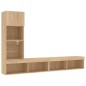 vidaXL Muebles TV pared con LED 4 pzas madera ingeniería roble Sonoma vidaXL Muebles TV pared con LED 4 pzas madera ingeniería roble Sonoma