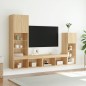 vidaXL Muebles TV pared con LED 4 pzas madera ingeniería roble Sonoma