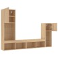 vidaXL Muebles TV pared con LED 4 pzas madera ingeniería roble Sonoma