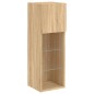 vidaXL Muebles TV pared con LED 4 pzas madera ingeniería roble Sonoma