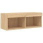 vidaXL Muebles TV pared con LED 4 pzas madera ingeniería roble Sonoma