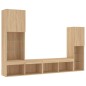 vidaXL Muebles TV pared con LED 4 pzas madera ingeniería roble Sonoma vidaXL Muebles TV pared con LED 4 pzas madera ingeniería roble Sonoma