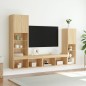 vidaXL Muebles TV pared con LED 4 pzas madera ingeniería roble Sonoma vidaXL Muebles TV pared con LED 4 pzas madera ingeniería roble Sonoma
