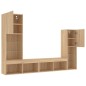 vidaXL Muebles TV pared con LED 4 pzas madera ingeniería roble Sonoma vidaXL Muebles TV pared con LED 4 pzas madera ingeniería roble Sonoma