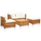 vidaXL Muebles de jardín 5 pzas y cojines madera acacia blanco crema vidaXL Muebles de jardín 5 pzas y cojines madera acacia blanco crema
