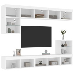 vidaXL Muebles de TV de pared con LED 8 pzas madera ingeniería blanco