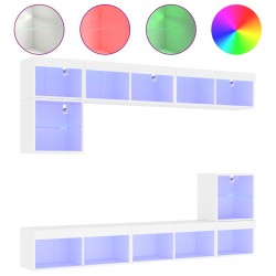 vidaXL Muebles de TV de pared con LED 8 pzas madera ingeniería blanco