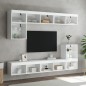 vidaXL Muebles de TV de pared con LED 8 pzas madera ingeniería blanco vidaXL Muebles de TV de pared con LED 8 pzas madera ingeniería blanco