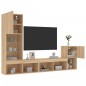 vidaXL Muebles TV pared con LED 4 pzas madera ingeniería roble Sonoma vidaXL Muebles TV pared con LED 4 pzas madera ingeniería roble Sonoma