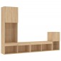 vidaXL Muebles TV pared con LED 4 pzas madera ingeniería roble Sonoma vidaXL Muebles TV pared con LED 4 pzas madera ingeniería roble Sonoma