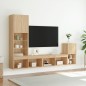 vidaXL Muebles TV pared con LED 4 pzas madera ingeniería roble Sonoma vidaXL Muebles TV pared con LED 4 pzas madera ingeniería roble Sonoma