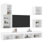 vidaXL Muebles de TV de pared con LED 5 pzas madera ingeniería blanco