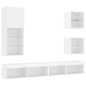 vidaXL Muebles de TV de pared con LED 5 pzas madera ingeniería blanco