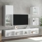 vidaXL Muebles de TV de pared con LED 5 pzas madera ingeniería blanco