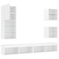 vidaXL Muebles de TV de pared con LED 5 pzas madera ingeniería blanco