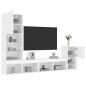 vidaXL Muebles de TV de pared con LED 4 pzas madera ingeniería blanco