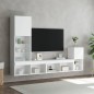 vidaXL Muebles de TV de pared con LED 4 pzas madera ingeniería blanco