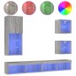 vidaXL Muebles TV pared con LED 5 pzas madera ingeniería gris Sonoma vidaXL Muebles TV pared con LED 5 pzas madera ingeniería gris Sonoma