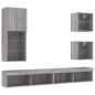 vidaXL Muebles TV pared con LED 5 pzas madera ingeniería gris Sonoma vidaXL Muebles TV pared con LED 5 pzas madera ingeniería gris Sonoma