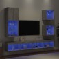 vidaXL Muebles TV pared con LED 5 pzas madera ingeniería gris Sonoma vidaXL Muebles TV pared con LED 5 pzas madera ingeniería gris Sonoma