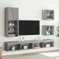 vidaXL Muebles TV pared con LED 5 pzas madera ingeniería gris Sonoma vidaXL Muebles TV pared con LED 5 pzas madera ingeniería gris Sonoma