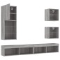 vidaXL Muebles TV pared con LED 5 pzas madera ingeniería gris Sonoma vidaXL Muebles TV pared con LED 5 pzas madera ingeniería gris Sonoma