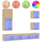 vidaXL Muebles TV pared con LED 5 pzas madera ingeniería roble Sonoma