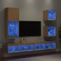 vidaXL Muebles TV pared con LED 5 pzas madera ingeniería roble Sonoma