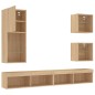 vidaXL Muebles TV pared con LED 5 pzas madera ingeniería roble Sonoma