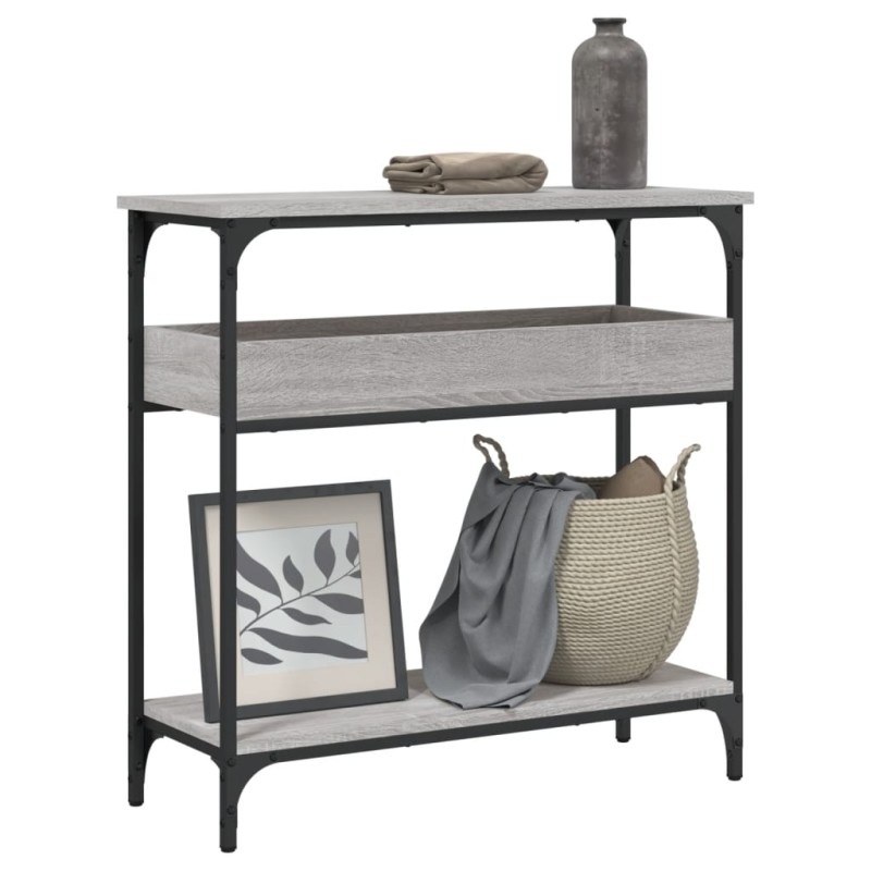 vidaXL Mesa consola estante madera ingeniería Sonoma gris 75x29x75 cm vidaXL Mesa consola estante madera ingeniería Sonoma gris 75x29x75 cm