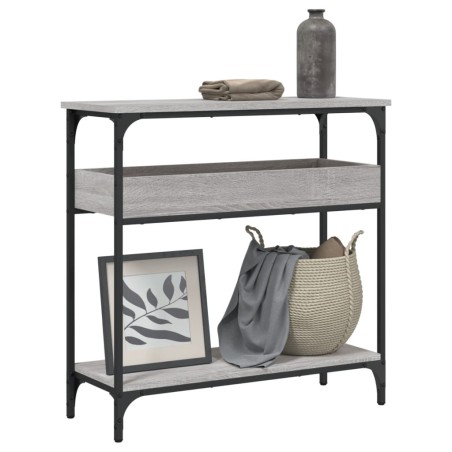 vidaXL Mesa consola estante madera ingeniería Sonoma gris 75x29x75 cm