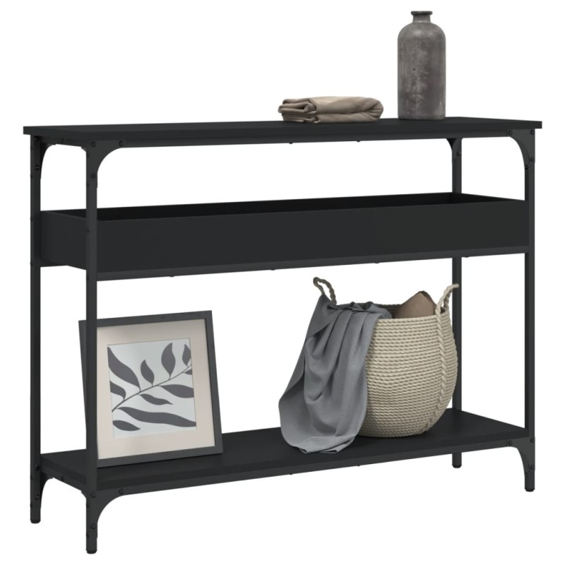 vidaXL Mesa consola con estante madera ingeniería negra 100x29x75 cm vidaXL Mesa consola con estante madera ingeniería negra 100x29x75 cm