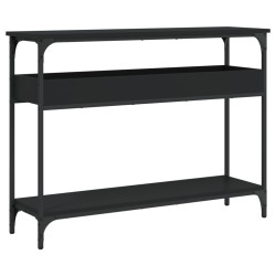 vidaXL Mesa consola con estante madera ingeniería negra 100x29x75 cm