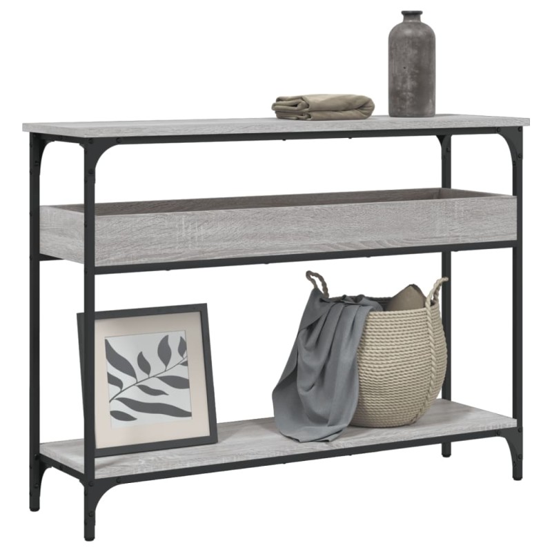 vidaXL Mesa consola estante madera ingeniería Sonoma gris 100x29x75 cm vidaXL Mesa consola estante madera ingeniería Sonoma gris 100x29x75 cm