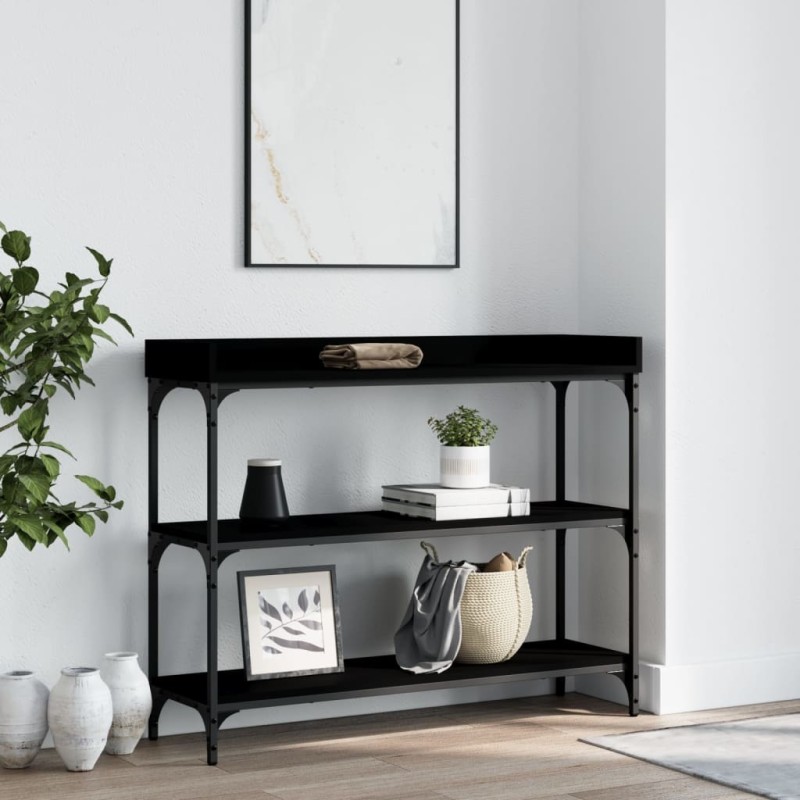 vidaXL Mesa consola con estantes negro 100x30x80 cm vidaXL Mesa consola con estantes negro 100x30x80 cm