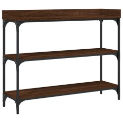 vidaXL Mesa consola con estantes roble marrón 100x30x80 cm