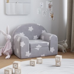 vidaXL Sofá cama de niños felpa suave gris claro con estrellas