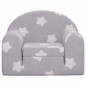 vidaXL Sofá cama de niños felpa suave gris claro con estrellas vidaXL Sofá cama de niños felpa suave gris claro con estrellas