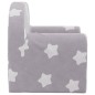 vidaXL Sofá cama de niños felpa suave gris claro con estrellas vidaXL Sofá cama de niños felpa suave gris claro con estrellas
