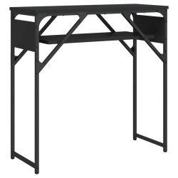 vidaXL Mesa consola con estante madera ingeniería negra 75x30x75 cm