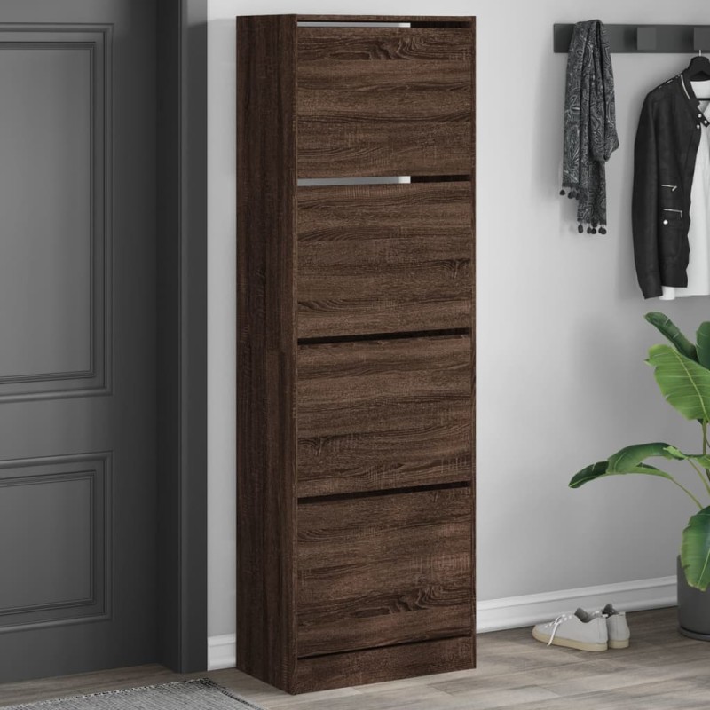 vidaXL Mueble zapatero 4 cajones abatibles marrón roble 60x34x187,5cm vidaXL Mueble zapatero 4 cajones abatibles marrón roble 60x34x187,5cm