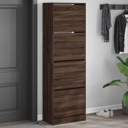 vidaXL Mueble zapatero 4 cajones abatibles marrón roble 60x34x187,5cm