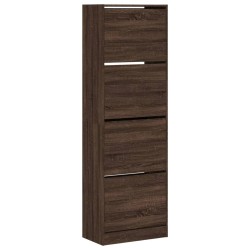 vidaXL Mueble zapatero 4 cajones abatibles marrón roble 60x34x187,5cm