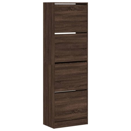 vidaXL Mueble zapatero 4 cajones abatibles marrón roble 60x34x187,5cm