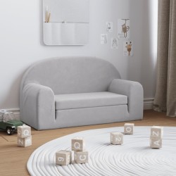 vidaXL Sofá cama de niños 2 plazas felpa suave gris claro