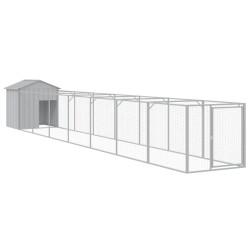 vidaXL Caseta perros tejado acero galvanizado gris claro 117x813x123cm