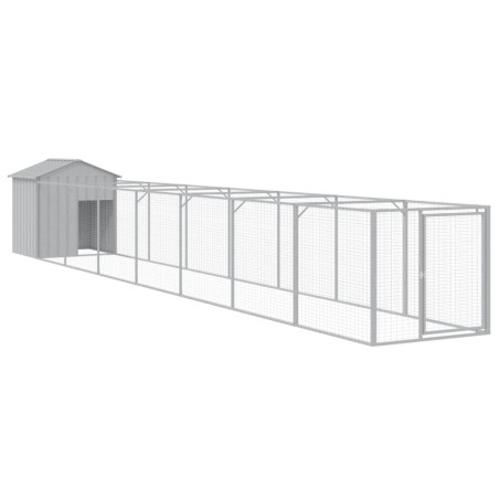 vidaXL Caseta perros tejado acero galvanizado gris claro 117x813x123cm
