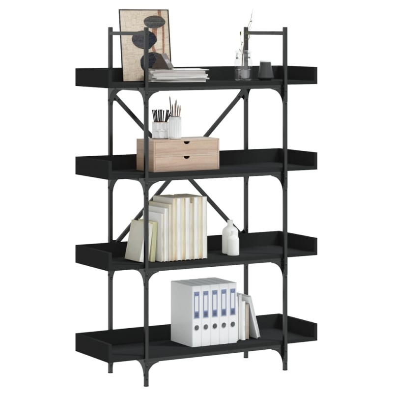 vidaXL Librería de 4 estantes madera ingeniería negro 100x33x145,5 cm vidaXL Librería de 4 estantes madera ingeniería negro 100x33x145,5 cm